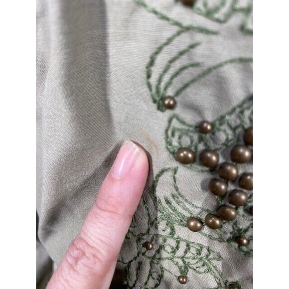 Mason's Woman Rites EU Size 42 Embroidered Studded Green Utility Jacket Full Zip - Picture 4 of 16